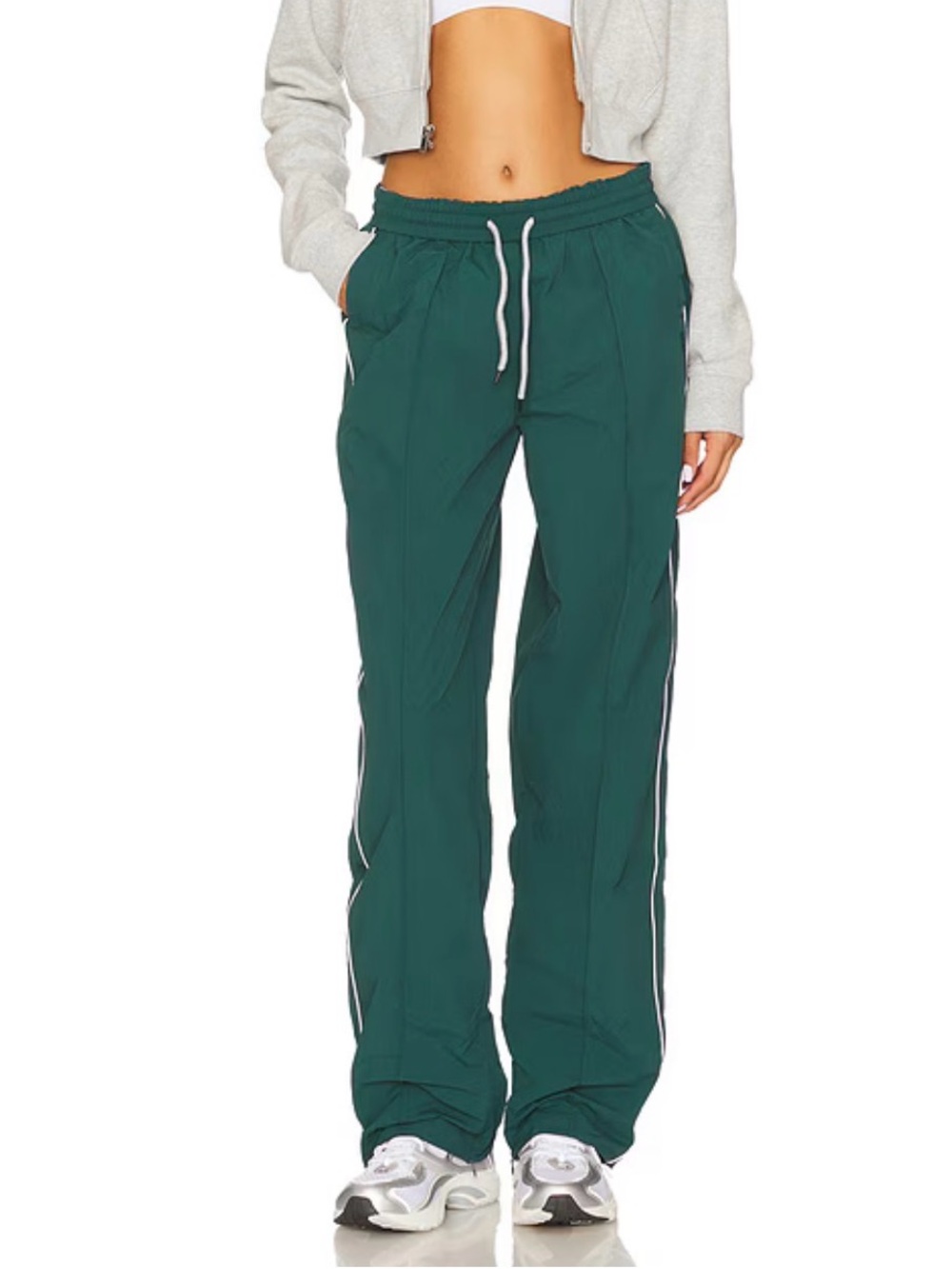 WellBeing + BeingWell  Terra Track Pant in Forest Green & White XXS